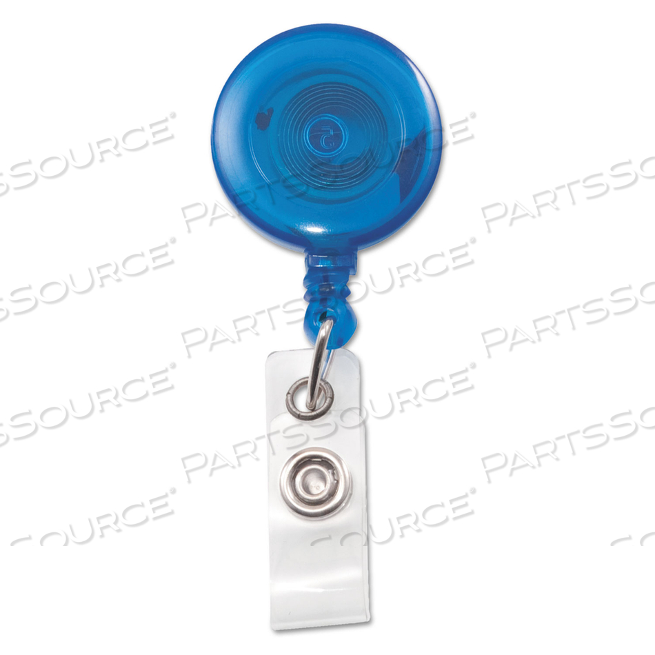 TRANSLUCENT RETRACTABLE ID CARD REEL, 30" EXTENSION, BLUE by Advantus