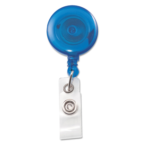 TRANSLUCENT RETRACTABLE ID CARD REEL, 30" EXTENSION, BLUE, 12/PACK by Advantus