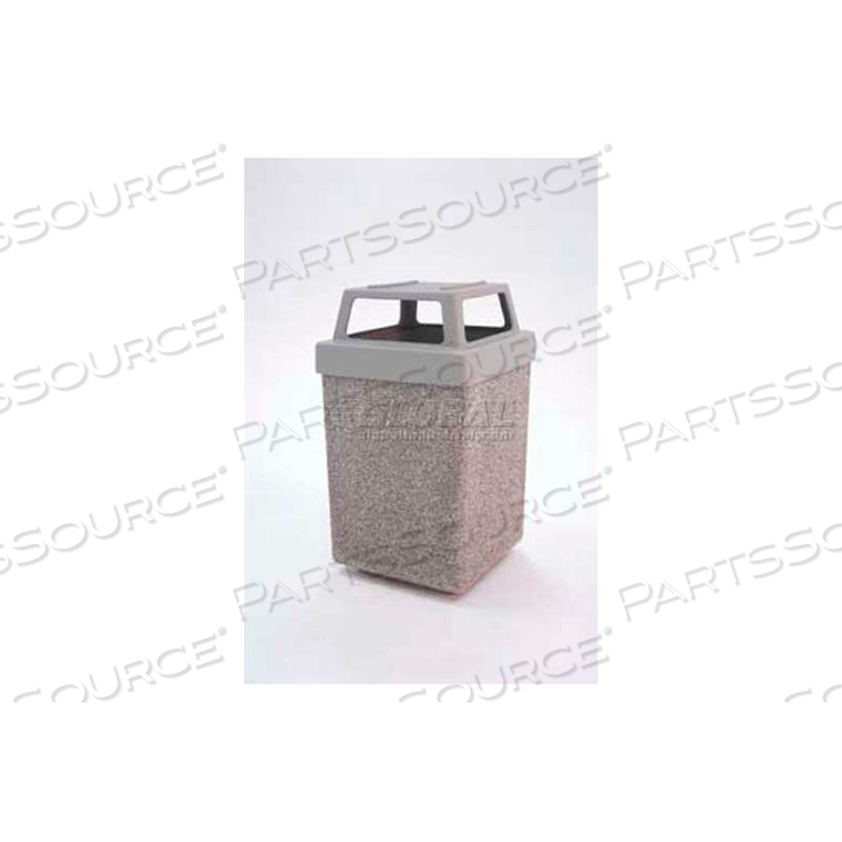 CONCRETE WASTE RECEPTACLE W/BROWN PLASTIC 4 WAY TOP - 25" X 25" GRAY/TAN by Wausau Tile CONCRETE WASTE RECEPTACLE W/BROWN PLASTIC 4 WAY TOP - 25" X 25" GRAY/TAN by Wausau Tile