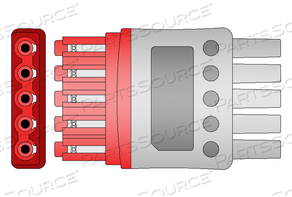 3 FT 5 LEAD PINCH/GRABBER ECG LEADWIRE 