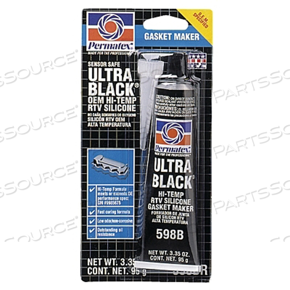 ULTRA SILICONE RTV GASKET MAKER, 3.35 OZ, TUBE, ULTRA BLACK by Permatex