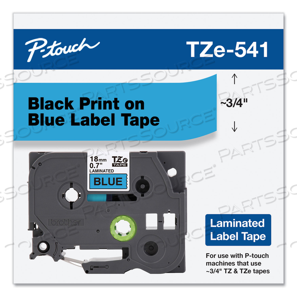 TZE STANDARD ADHESIVE LAMINATED LABELING TAPE, 0.7" X 26.2 FT, BLACK ON BLUE by Brother