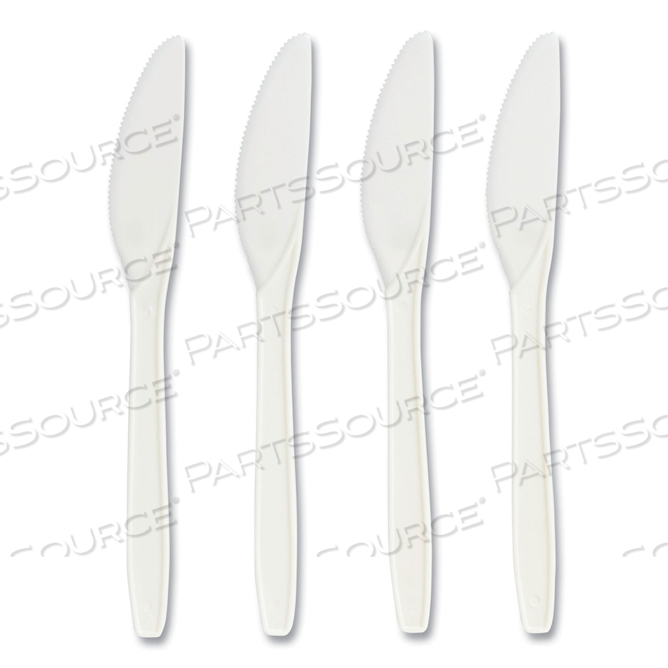 ECO-ID COMPOSTABLE CUTLERY, KNIFE, WHITE by Perk ECO-ID COMPOSTABLE CUTLERY, KNIFE, WHITE by Perk