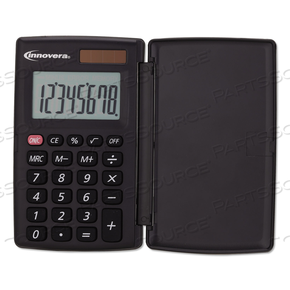 15921 POCKET CALCULATOR WITH HARD SHELL FLIP COVER, 8-DIGIT LCD by Innovera