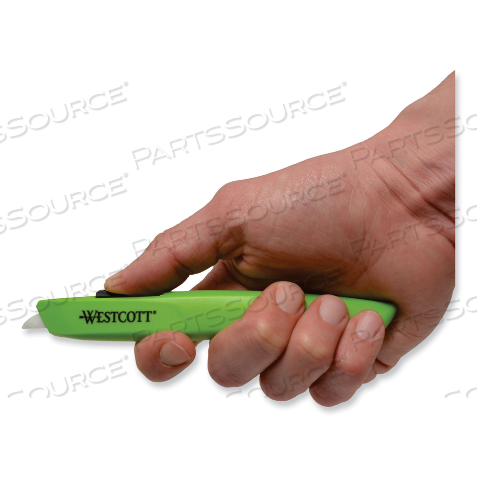 SAFETY CERAMIC BLADE BOX CUTTER, 0.5" BLADE, 6.15" PLASTIC HANDLE, GREEN 