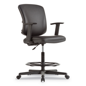 ALERA EVERYDAY TASK STOOL, BONDED LEATHER SEAT/BACK, SUPPORTS UP TO 275 LB, 20.9" TO 29.6" SEAT HEIGHT, BLACK by Alera