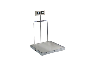 IN-FLOOR DIALYSIS SCALE, 1000 LB X 0.2 LB, 3 X 3 FT, SS DECK, 855 RECESSED WALL-MOUNT INDICATOR WITH PRINTER, HAND RAIL by Detecto Scale / Cardinal Scale