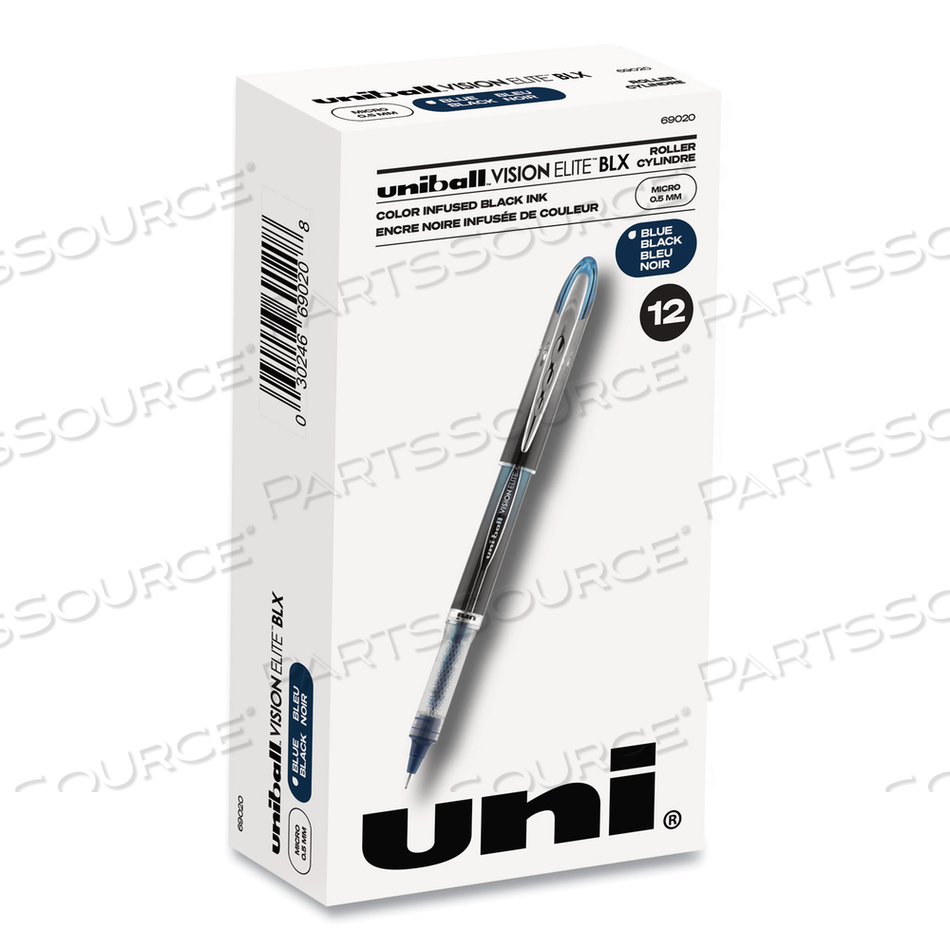 VISION ELITE ROLLER BALL PEN, STICK, EXTRA-FINE 0.5 MM, BLUE-BLACK INK, BLACK/BLUE BARREL by Uni-Ball VISION ELITE ROLLER BALL PEN, STICK, EXTRA-FINE 0.5 MM, BLUE-BLACK INK, BLACK/BLUE BARREL by Uni-Ball