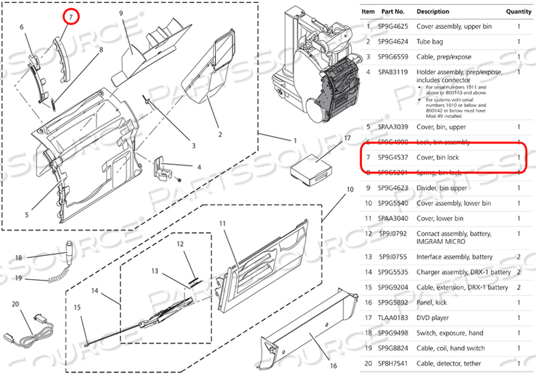 BIN LOCK COVER by Carestream Health, Inc.