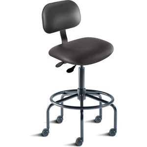 ANTIMICROBIAL STOOL, 25"-32" SEAT HEIGHT, BLACK VINYL - BLACK STEEL BASE - BRIDGEPORT SERIES by Biofit Engineered Products