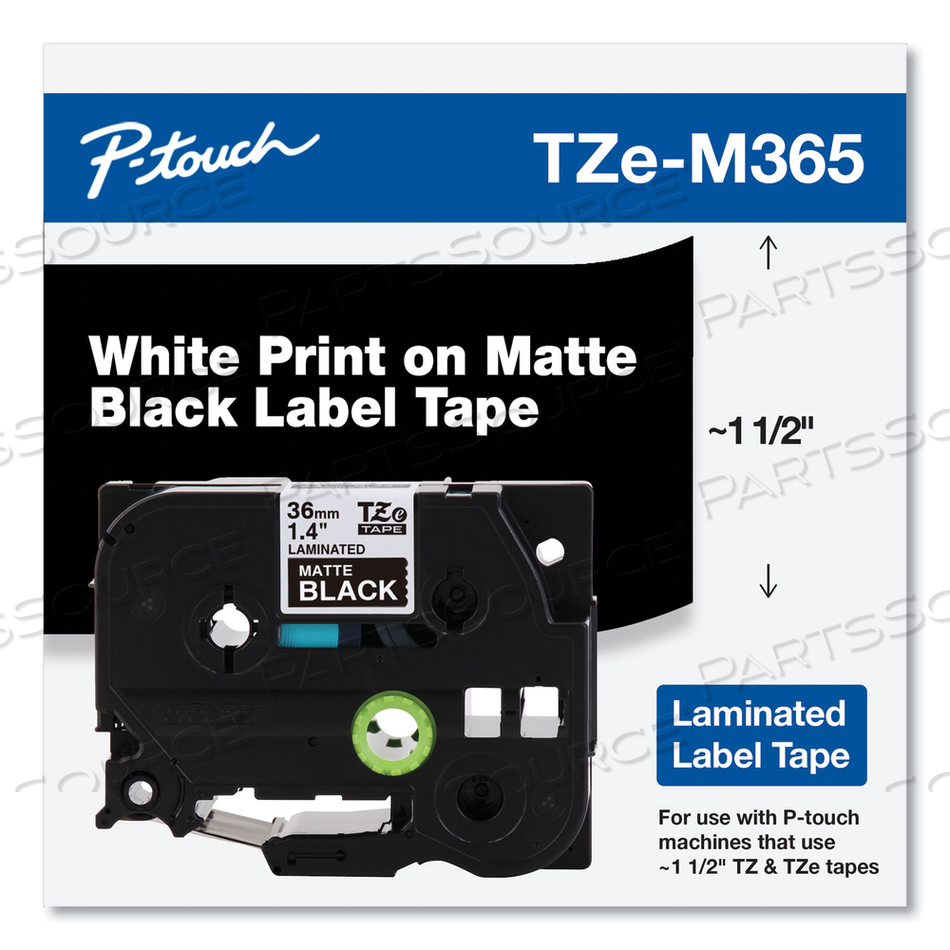 TZE-M365, MATTE, ADHESIVE, WHITE PRINT ON MATTE BLACK, ROLL (1.42 IN X 26.2 FT) 1 CASSETTE(S) LAMINATED TAPE, FOR P-TOUCH PT-530, PT-9200DX, TZE-M365, MATTE, ADHESIVE, WHITE PRINT ON MATTE BLACK, ROLL (1.42 IN X 26.2 FT) 1 CASSETTE(S) LAMINATED TAPE, FOR P-TOUCH PT-530, PT-9200DX,