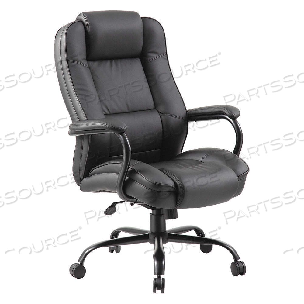 OFFICE CHAIR, BLACK, LEATHER MATERIAL, 30 1/2 IN BACK HT, 23 IN SEAT WD, BLACK FRAME by Approved Vendor