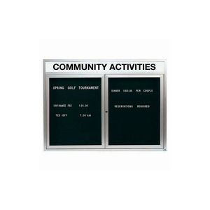 2 DOOR ENCLOSED LETTER BOARD CABINET W/ HEADER, ILLUMINATED - 48"W X 36"H by Aarco Products