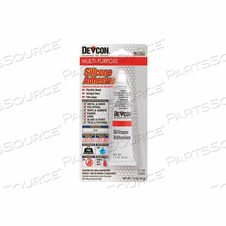PREMIUM SILICONE ADHESIVE (S-1), 1.76 OZ. TUBE by Devcon PREMIUM SILICONE ADHESIVE (S-1), 1.76 OZ. TUBE by Devcon