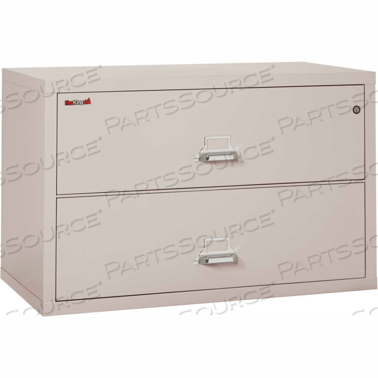 FIREPROOF 2 DRAWER LATERAL FILE CABINET LETTER-LEGAL SIZE 44-1/2"W X 22"D X 28"H - LT GRAY by Fire King