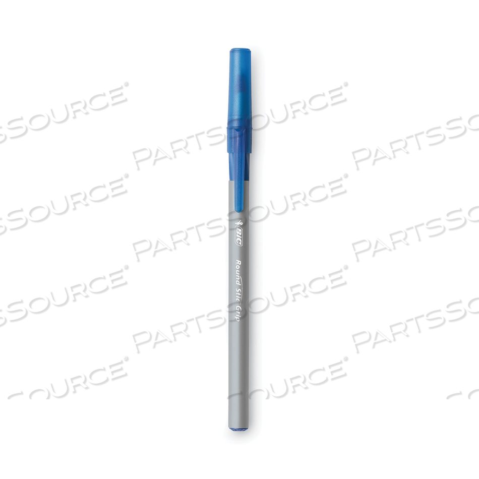ROUND STIC GRIP XTRA COMFORT BALLPOINT PEN, STICK, FINE 0.8 MM, BLUE INK, GRAY/BLUE BARREL by BIC