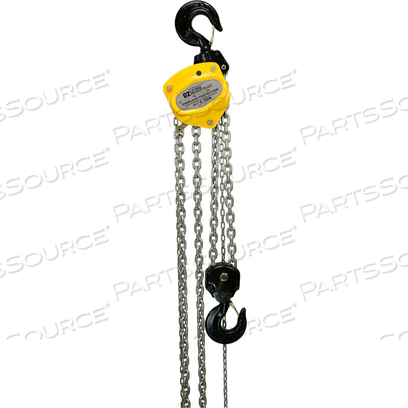 MANUAL CHAIN HOIST W/ OVERLOAD PROTECTION, 5 TON CAPACITY 30' LIFT by Oz Lifting Products MANUAL CHAIN HOIST W/ OVERLOAD PROTECTION, 5 TON CAPACITY 30' LIFT by Oz Lifting Products