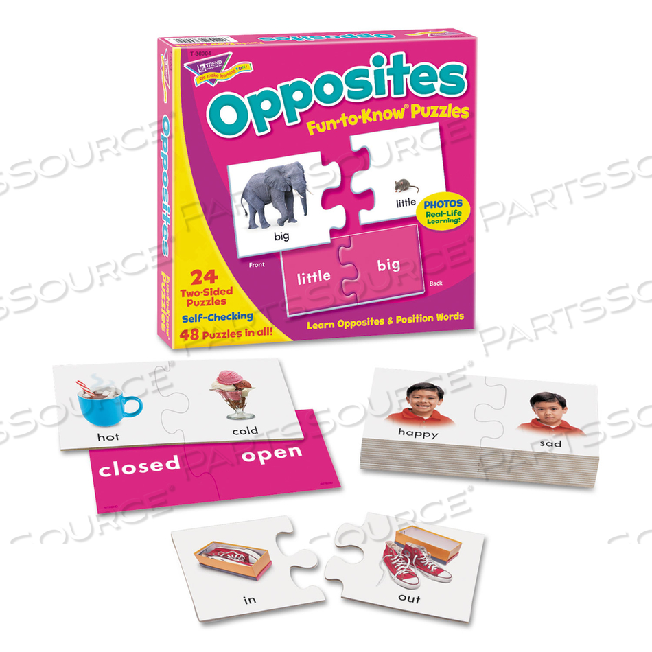 FUN TO KNOW PUZZLES, OPPOSITES, AGES 3 AND UP, 24 PUZZLES by Trend