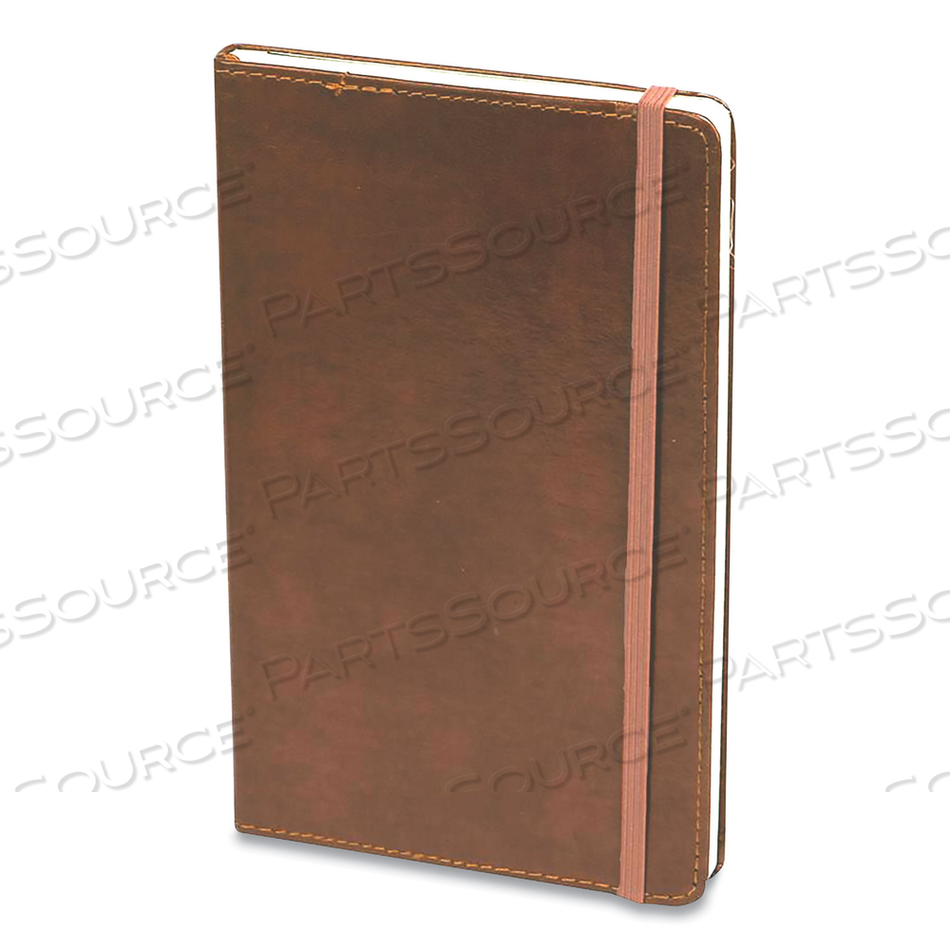 BONDED LEATHER JOURNAL, 1 SUBJECT, NARROW RULE, BROWN COVER, 8.25 X 5, 240 SHEETS 