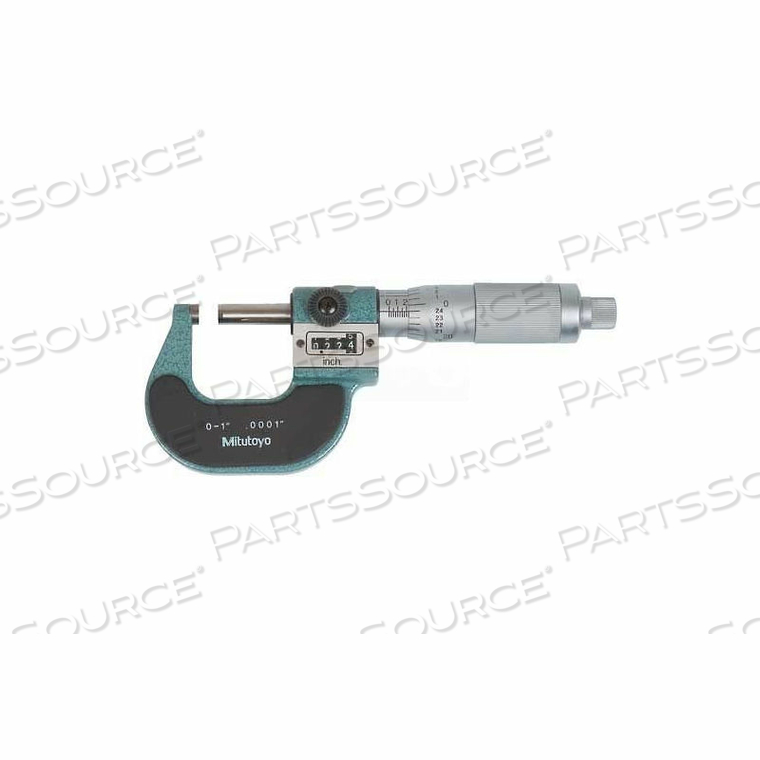 0-1" MECHANICAL OUTSIDE MICROMETER W/DIGITAL COUNTER & RATCHET FRICTION THIMBLE by Mitutoyo 0-1" MECHANICAL OUTSIDE MICROMETER W/DIGITAL COUNTER & RATCHET FRICTION THIMBLE by Mitutoyo