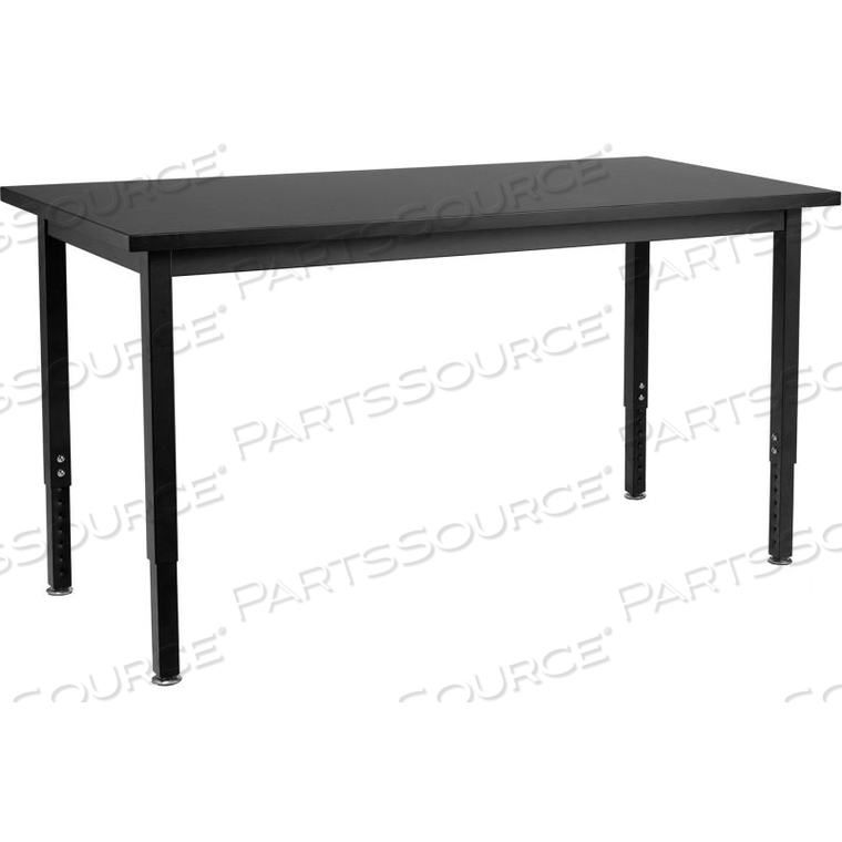 SCIENCE TABLE - PHENOLIC TOP - ADJUSTABLE HEIGHT - 24"W X 72"L X 22-1/4"-37-1/4"H - BLACK by National Public Seating