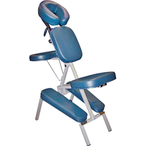 PORTABLE MASSAGE CHAIR, BLUE VINYL UPHOLSTERY, 500 LB. CAPACITY by Fabrication Enterprises PORTABLE MASSAGE CHAIR, BLUE VINYL UPHOLSTERY, 500 LB. CAPACITY by Fabrication Enterprises