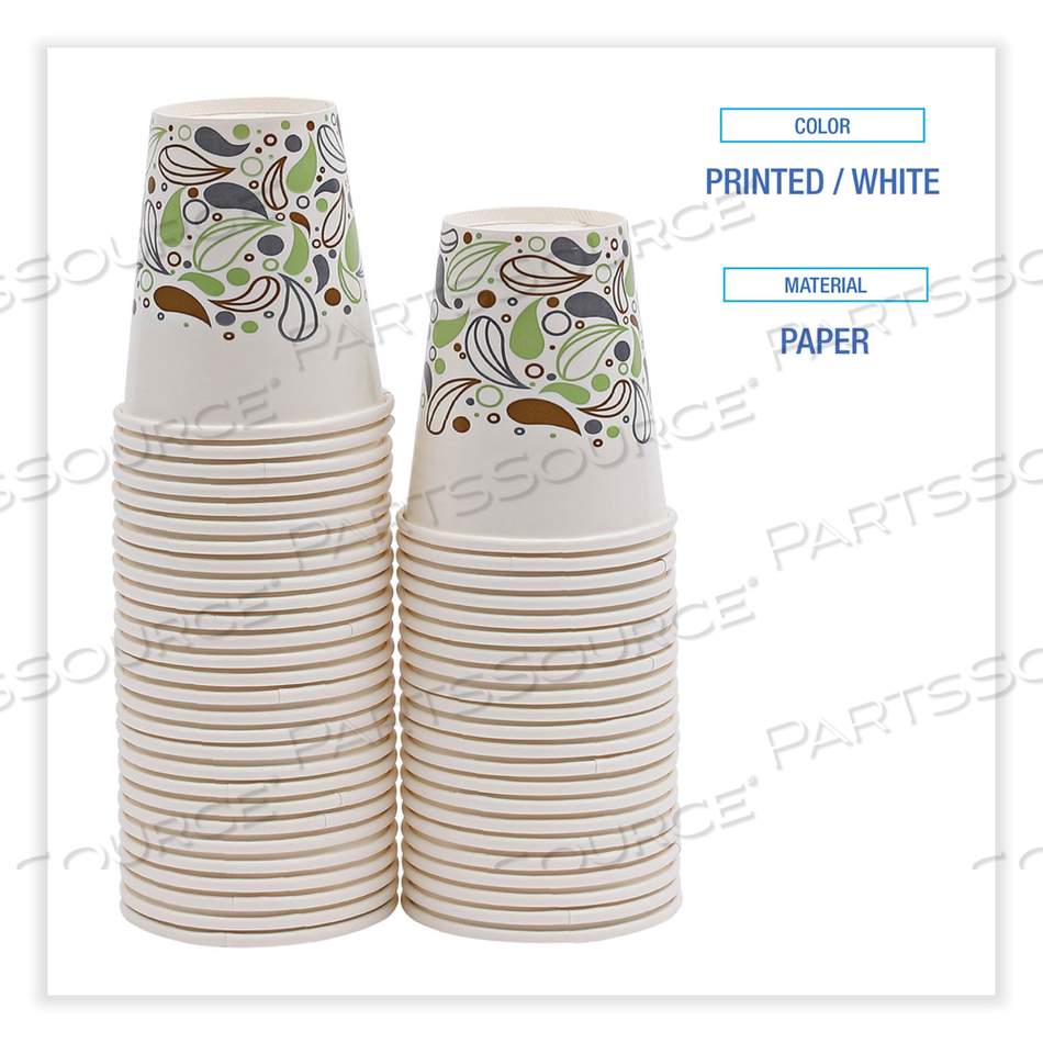 DEERFIELD PRINTED PAPER COLD CUPS, 12 OZ, 50 CUPS/SLEEVE, 20 SLEEVES/CARTON by Boardwalk