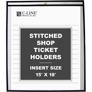 SHOP TICKET HOLDERS, STITCHED, BOTH SIDES CLEAR, 15 X 18, 25/BX by C-Line