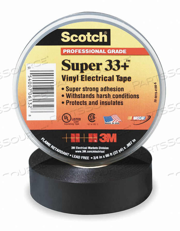 INSULATING ELECTRICAL TAPE, GENERAL PURPOSE, VINYL, TAPE ADHESIVE MATERIAL RUBBER, 3/4 IN, 76 FT, 7 MIL, 3M(TM), SCOTCH(R), SERIES SUPER 33+ by 3M Consumer