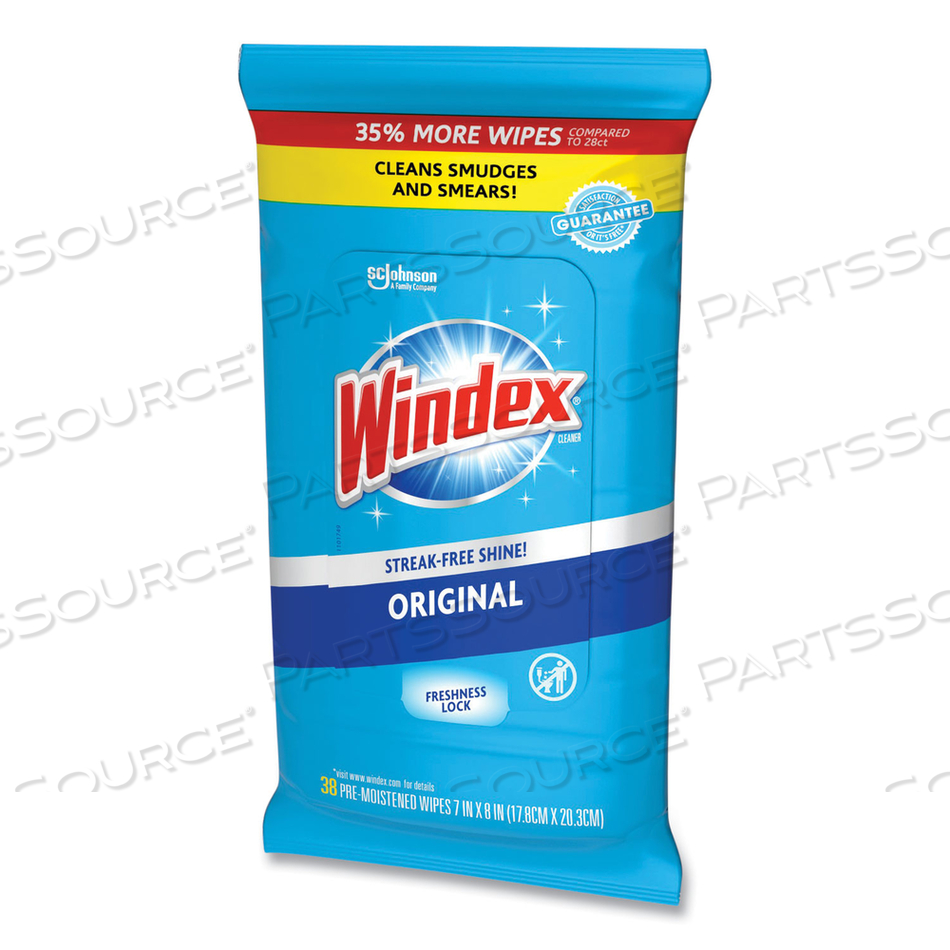 GLASS CLEANER WIPES 8 X 7 38 CT PK12 by Windex