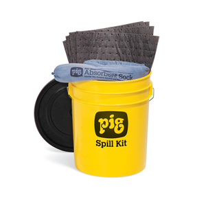 PIG SPILL KIT IN 5-GALLON HIGH-VISIBILITY ECONOMY CONTAINER by New Pig Corporation