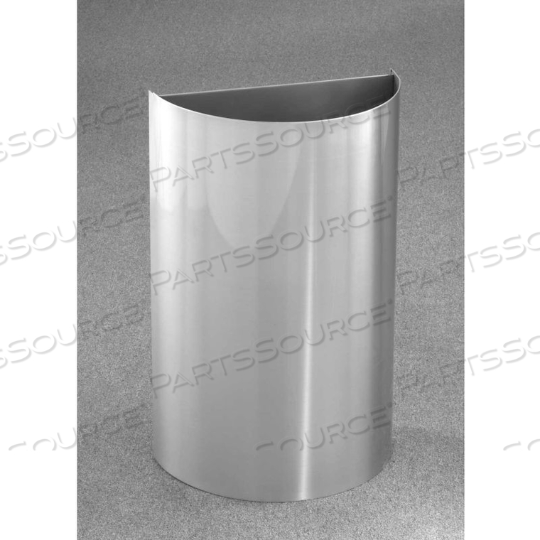 16 GALLON HALF ROUND OPEN TOP WASTE RECEPTACLE WITHOUT LINER, SATIN ALUMINUM by Glaro Products Inc