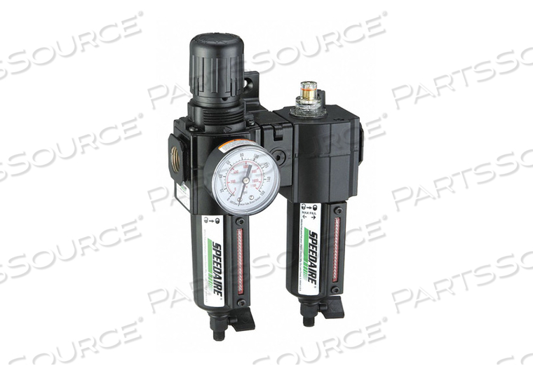 FILTER/REGULATOR/LUBRICATOR, AIR INLET SIZE 1/2 IN, AIR INLET TYPE NPT, MAXIMUM FLOW RATE 60 CFM, MAXIMUM OPERATING PRESSURE 250 PSI, FILTER by Speedaire FILTER/REGULATOR/LUBRICATOR, AIR INLET SIZE 1/2 IN, AIR INLET TYPE NPT, MAXIMUM FLOW RATE 60 CFM, MAXIMUM OPERATING PRESSURE 250 PSI, FILTER by Speedaire