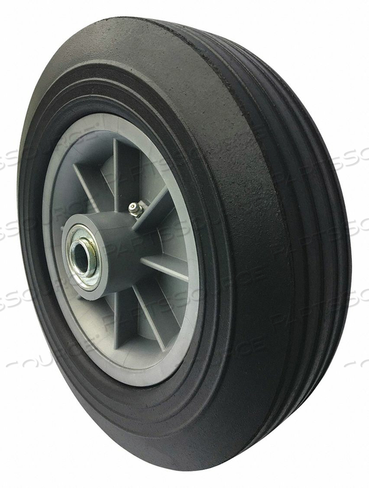 FLAT-FREE SOLID RUBBER WHEEL, 550 LB LOAD RATING, RIBBED TREAD, 9 7/8 IN WHEEL DIA., 1 7/8 IN WHEEL WIDTH, FOR AXLE SIZE 5/8 IN, 10X2.5, STA by Marastar