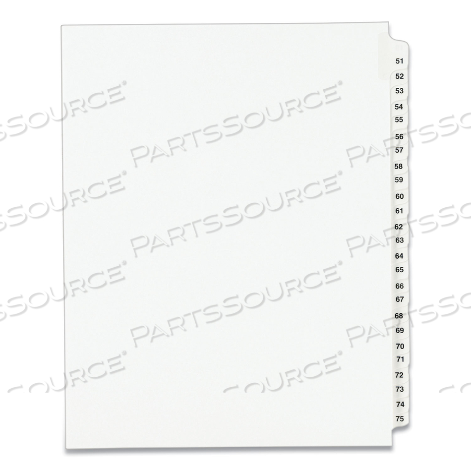 PREPRINTED LEGAL EXHIBIT SIDE TAB INDEX DIVIDERS, AVERY STYLE, 25-TAB, 51 TO 75, 11 X 8.5, WHITE, 1 SET, (1332) by Avery