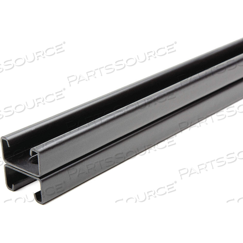 STRUT CHANNEL, SLOTTED BACK-TO-BACK, STEEL, PAINTED, 3 FT OVERALL LG, BLACK, SLOTTED by Approved Vendor
