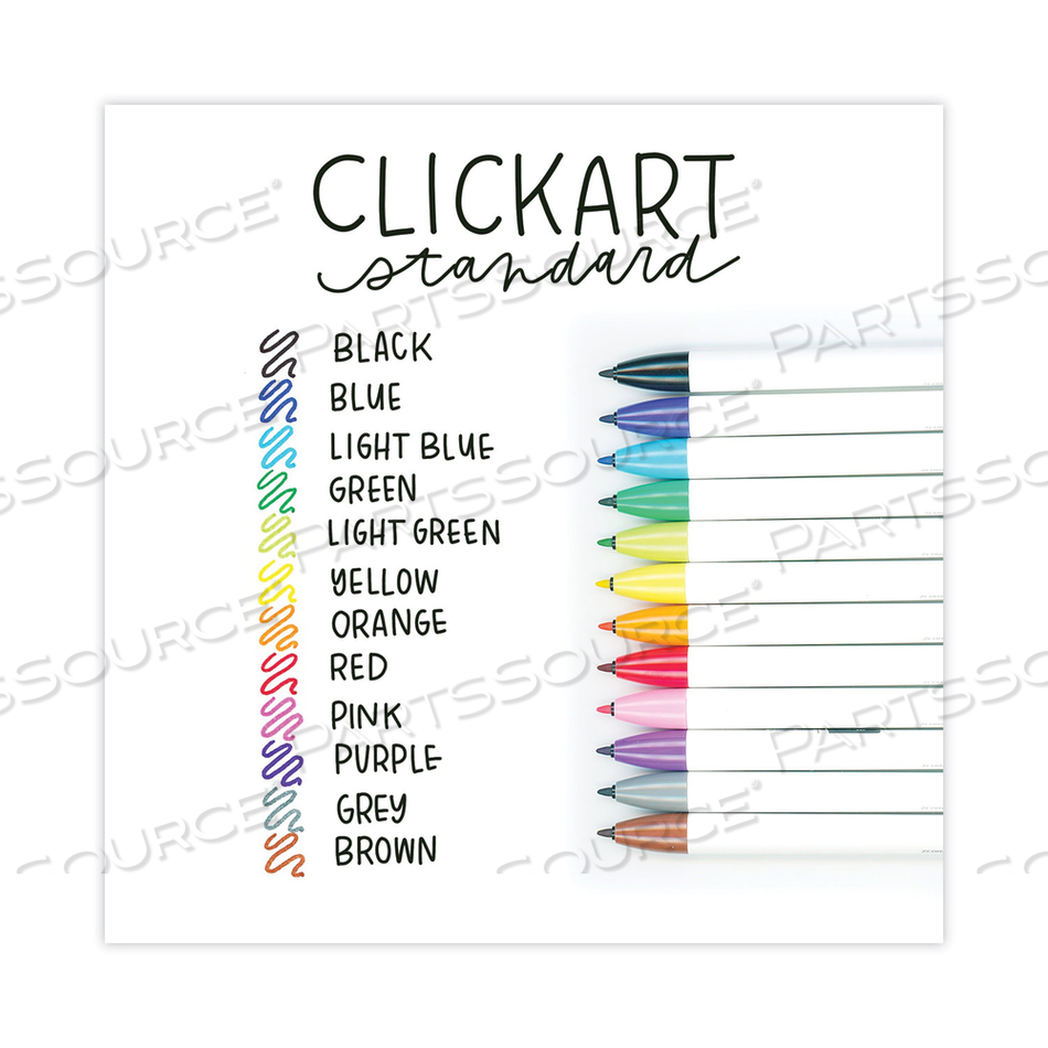 CLICKART POROUS POINT PEN, RETRACTABLE, FINE 0.6 MM, ASSORTED INK COLORS, WHITE/ASSORTED BARREL by Zebra Pen Corporation