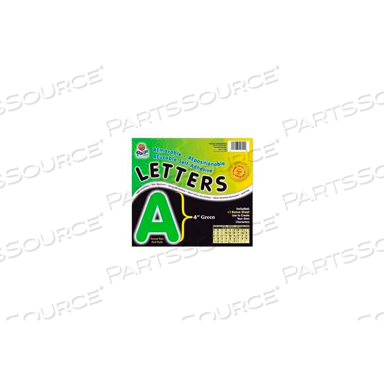 4" SELF-ADHESIVE LETTERS, GREEN, 78 CHARACTERS/PACK 