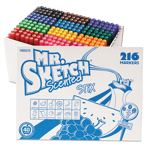 SCENTED STIX WATERCOLOR MARKER SET SCHOOL PACK, FINE BULLET TIP, ASSORTED COLORS, 216/SET by Mr. Sketch