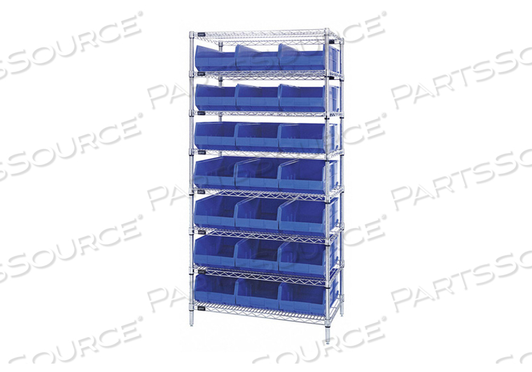 G7079 BIN SHELVING 74 OVERALL H 21 BINS BLUE by Quantum Storage Systems G7079 BIN SHELVING 74 OVERALL H 21 BINS BLUE by Quantum Storage Systems