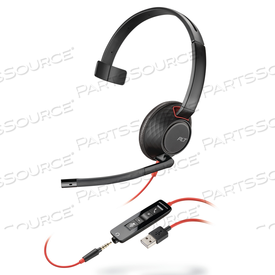 BLACKWIRE 5210 MONAURAL OVER THE HEAD USB HEADSET, BLACK 