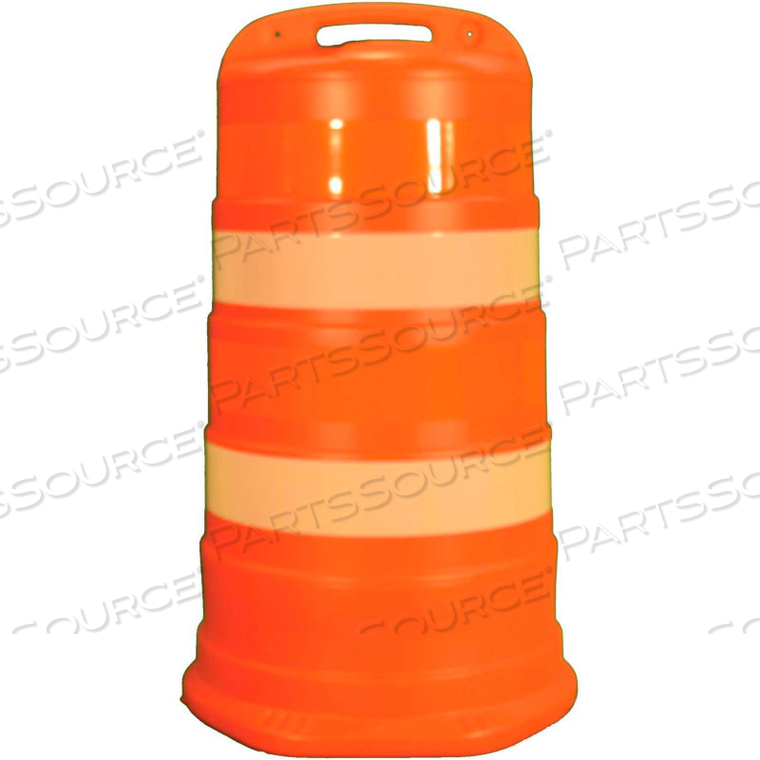 TRAFFIC BARREL DRUM WITH (4) 4" ENGINEER GRADE REFLECTIVE STRIPES, LDPE by Cortina TRAFFIC BARREL DRUM WITH (4) 4" ENGINEER GRADE REFLECTIVE STRIPES, LDPE by Cortina