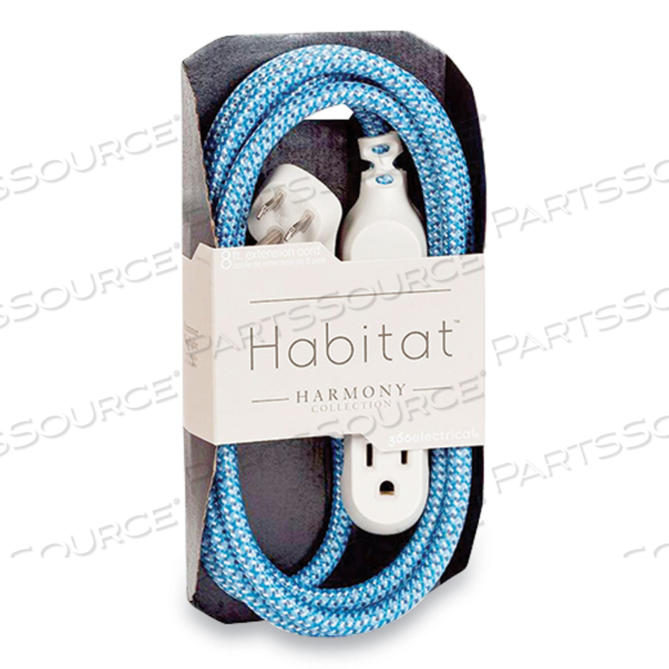 HABITAT ACCENT COLLECTION BRAIDED AC EXTENSION CORD, 8 FT, 13 A, SUMMER TWILIGHT 