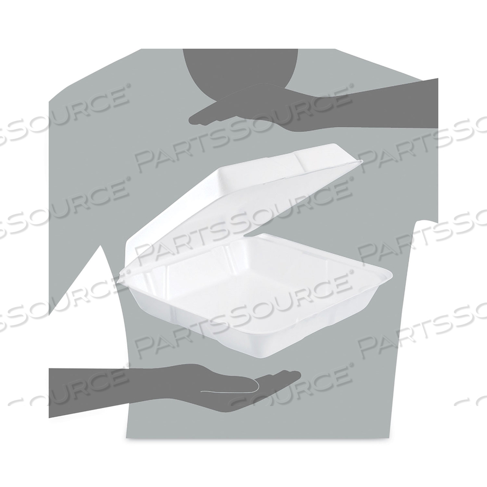INSULATED FOAM HINGED LID CONTAINERS, 1-COMPARTMENT, 9.3 X 9.5 X 3, WHITES/CARTON by Dart Container Corporation INSULATED FOAM HINGED LID CONTAINERS, 1-COMPARTMENT, 9.3 X 9.5 X 3, WHITES/CARTON by Dart Container Corporation