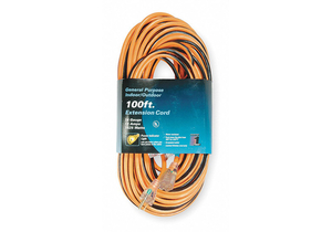 POWER CORD EXTENSION, 100 FT, 13 A, 125 VAC, 14 AWG, NEMA 5-15P TO NEMA 5-15R, ORANGE WITH BLACK STRIPE by Power First