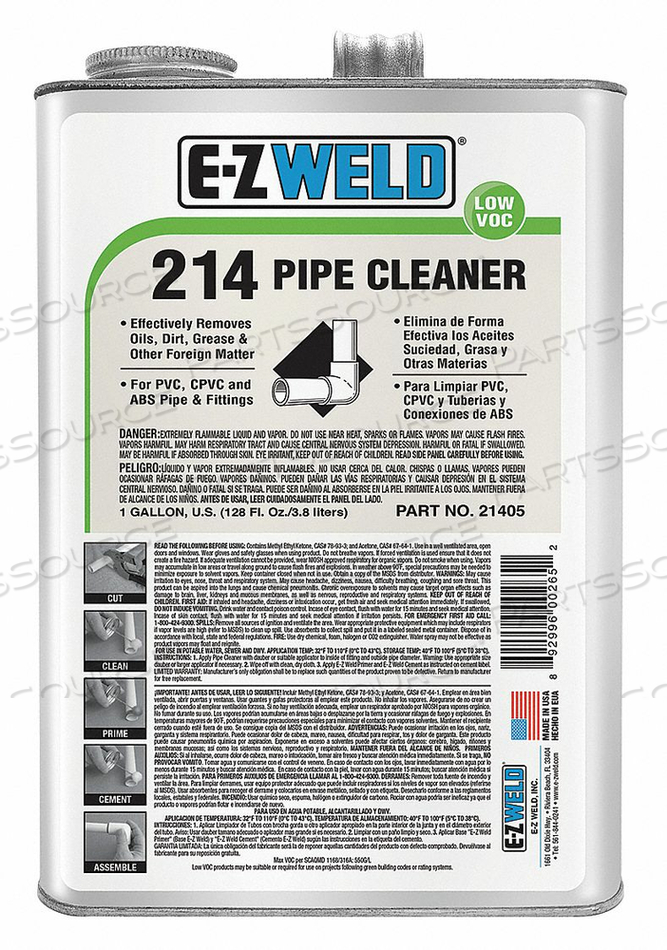 PIPE CLEANER PVC AND CPVC 128 OZ. CLEAR by E-Z Weld