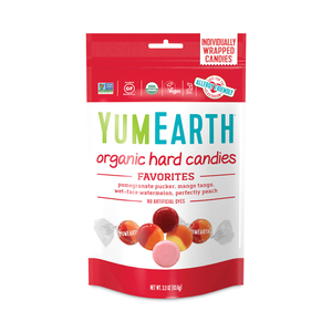 ORGANIC FAVORITE FRUIT HARD CANDIES, 3.3 OZ BAG, ASSORTED FLAVORS, 3 BAGS/PACK by YumEarth