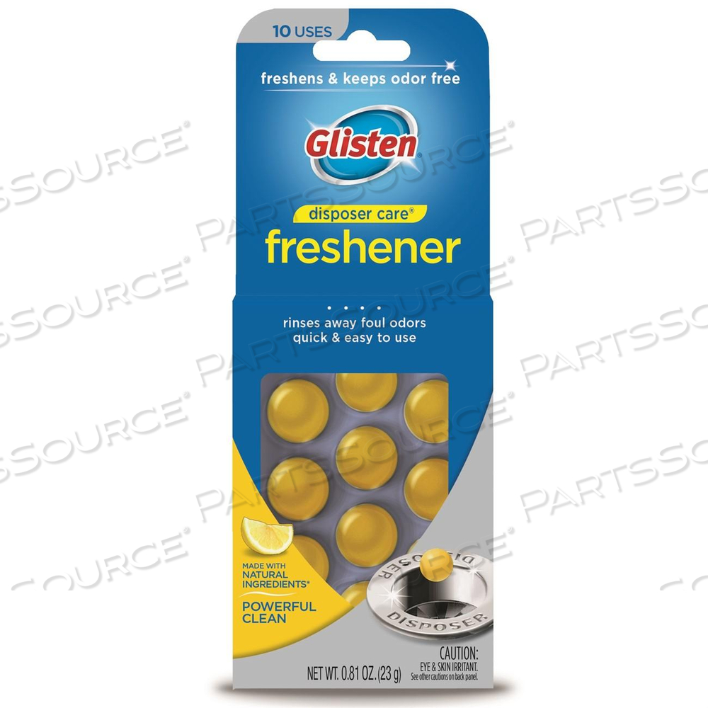 DPLM12T GLISTEN LEMON DISPOSER CARE FRESHENER AND CLEANER, 0.81 OZ TABLET, 10-COUNT TABLETS PER TRAY by Summit Brands