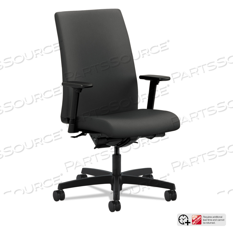 IGNITION SERIES MID-BACK WORK CHAIR, SUPPORTS UP TO 300 LB, 17" TO 22" SEAT HEIGHT, IRON ORE SEAT/BACK, BLACK BASE 