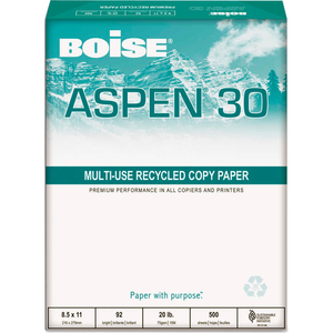 RECYCLED COPY PAPER - BOISE ASPEN 0.3 - WHITE - 8-1/2" X 11" - 5000 SHEETS by Boise